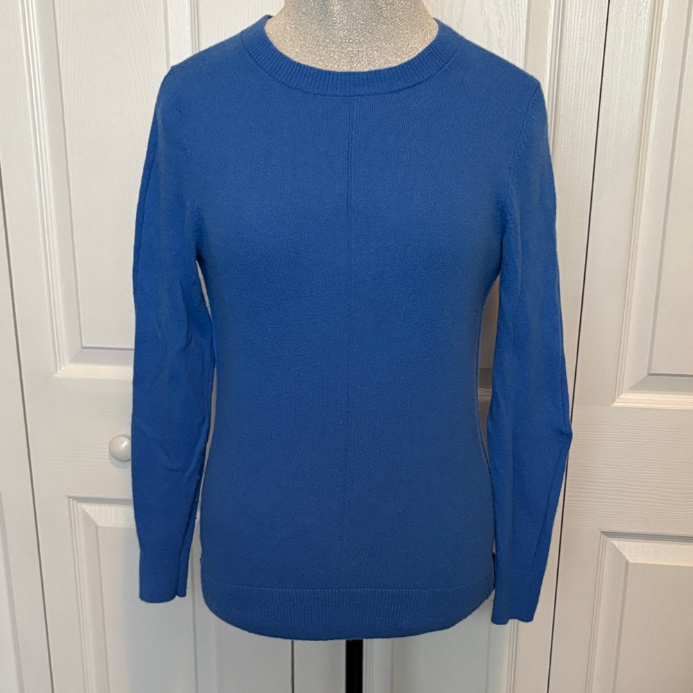 Banana Republic Merino Cashmere Blend Blue Crewneck Sweater Warm Travel Layer
